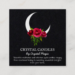 Black Crescent Moon Crystal Candle Inention Spell Vierkante Visitekaartje