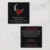 Black Crescent Moon Crystal Candle Inention Spell Vierkante Visitekaartje (Voorkant / Achterkant)