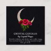 Black Crescent Moon Crystal Candle Inention Spell Vierkante Visitekaartje (Voorkant)