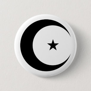Black Crescent Moon en Ster voor Ramadan Ronde Button 5,7 Cm