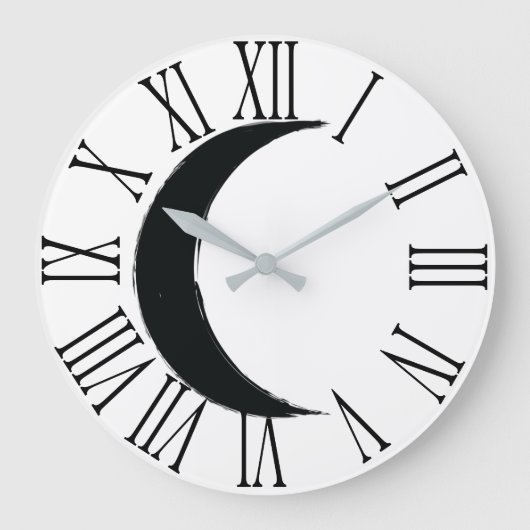 Black Crescent Wanhopige Magic Dark Moon Astrology Grote Klok (Voorkant)