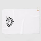 Black Crest cirkel en 2 paarden, badge koninklijke Golfhanddoek (Horizontaal)