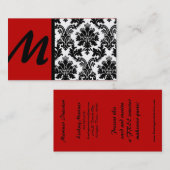 Black Crimson Red Damask Visitekaartjes (Voorkant / Achterkant)