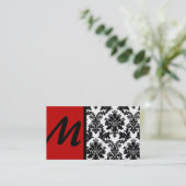 Black Crimson Red Damask Visitekaartjes (Staand voorkant)