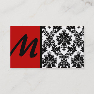 Black Crimson Red Damask Visitekaartjes