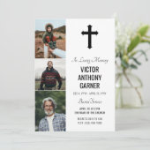 Black Cross 3 Foto's White Burial Service Kaart (Staand voorkant)