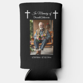 Black Cross and Poem Photo Memorial Seltzer Blikjeskoeler