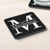 Black Crossbar Monogrammed Bier Onderzetter (Linkerzijde)