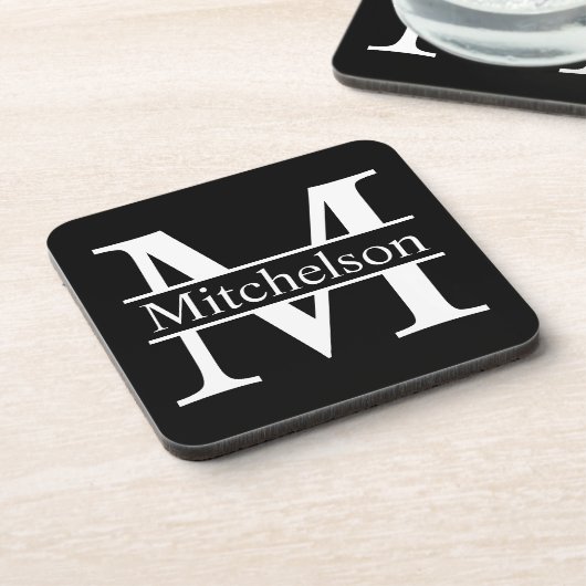 Black Crossbar Monogrammed Bier Onderzetter (Linkerzijde)