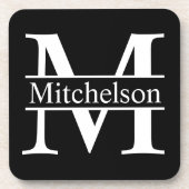 Black Crossbar Monogrammed Bier Onderzetter (Voorkant)