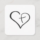 Black Crossed Heart Religieuze Details Card Informatiekaartje (Achterkant)