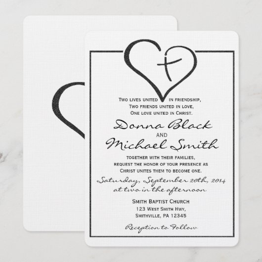 Black Crossed Heart Wedding Kaart (Voorkant / Achterkant)