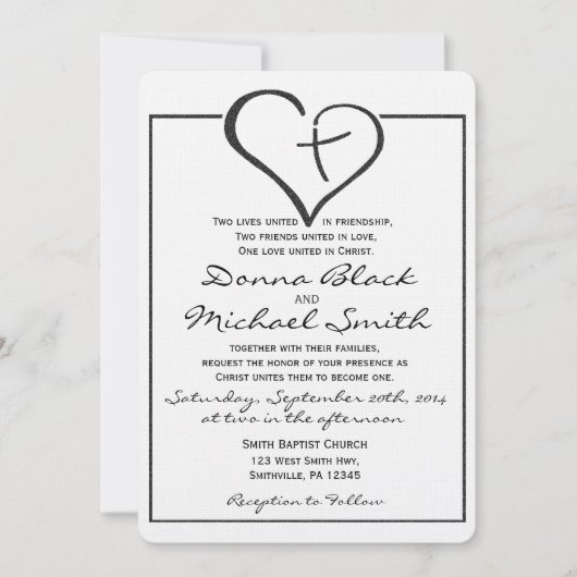 Black Crossed Heart Wedding Kaart (Voorkant)