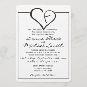 Black Crossed Heart Wedding Kaart