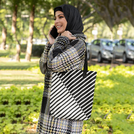 Black Crossing Stripes Tote Bag