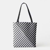 Black Crossing Stripes Tote Bag (Achterkant)