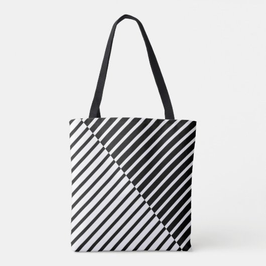 Black Crossing Stripes Tote Bag (Achterkant)