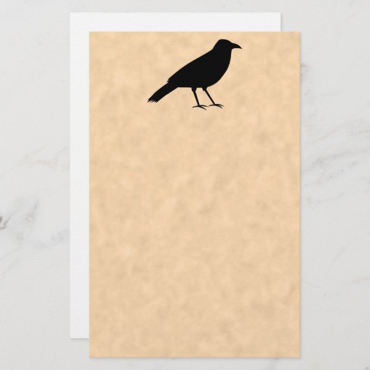 Black Crow Bird op een Parchment Pattern. Briefpapier (Voorkant / Achterkant)