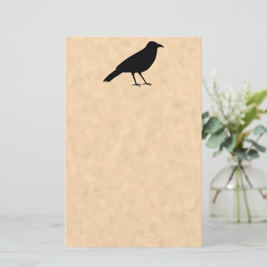 Black Crow Bird op een Parchment Pattern. Briefpapier (Staand voorkant)
