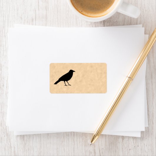 Black Crow Bird op een Parchment Pattern. Etiket (Insitu)