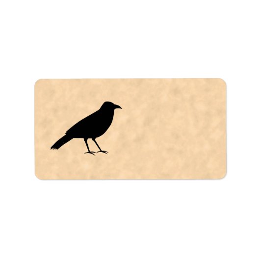 Black Crow Bird op een Parchment Pattern. Etiket (Voorkant)