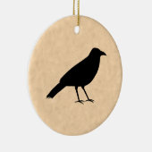 Black Crow Bird op een Parchment Pattern. Keramisch Ornament (Rechts)