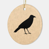 Black Crow Bird op een Parchment Pattern. Keramisch Ornament (Links)