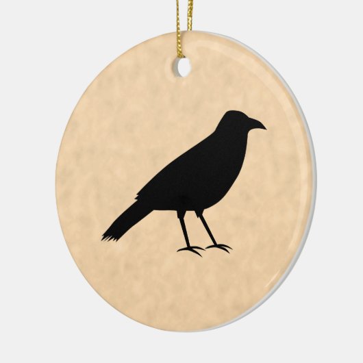 Black Crow Bird op een Parchment Pattern. Keramisch Ornament (Links)