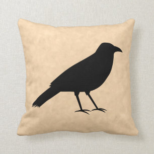Black Crow Bird op een Parchment Pattern. Kussen
