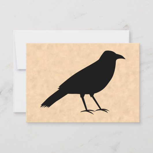 Black Crow Bird op een Parchment Pattern. RSVP Kaartje (Voorkant)