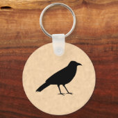Black Crow Bird op een Parchment Pattern. Sleutelhanger (Voorkant)