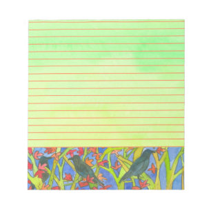 Black Crow Birds Autumn Leaves Lined Notitieblok