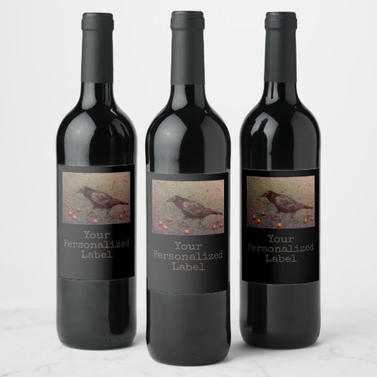 Black Crow en Berries Wijn Etiket (Flessen)