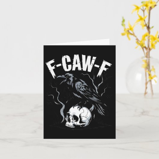 Black Crow F-caw-f Funny Black Bird Skull Adult Hu Kaart (Gele Bloem)