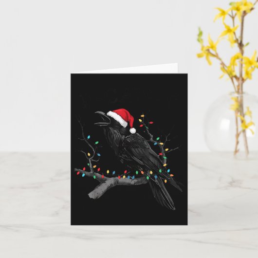 Black Crow, F-caw-f Funny Christmas Raven Santa Ha Kaart (Gele Bloem)