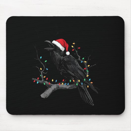 Black Crow, F-caw-f Funny Christmas Raven Santa Ha Muismat (Voorkant)