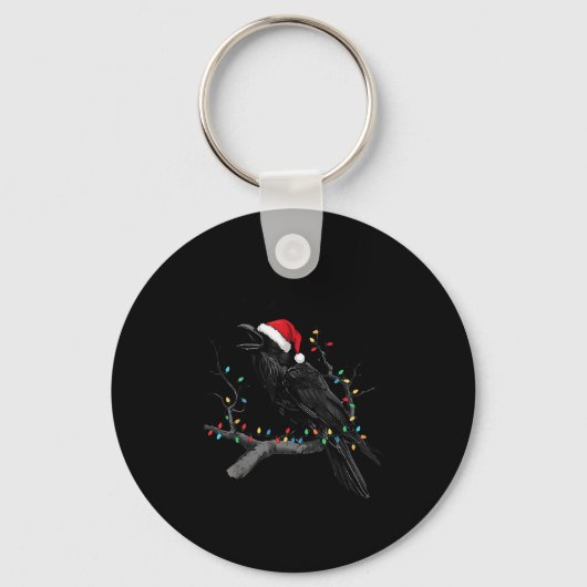 Black Crow, F-caw-f Funny Christmas Raven Santa Ha Sleutelhanger (Voorkant)
