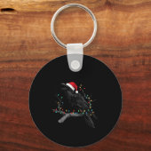 Black Crow, F-caw-f Funny Christmas Raven Santa Ha Sleutelhanger (Voorkant)