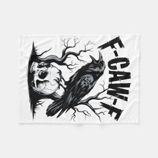 Black Crow, F-caw-f Grappige Zwarte Vogel Fleece Deken (Voorkant (Horizontaal))