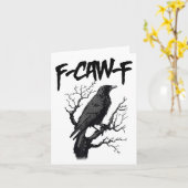 Black Crow, F-caw-f Grappige Zwarte Vogel Kaart (Gele Bloem)