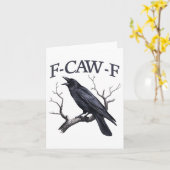 Black Crow, F-caw-f Grappige Zwarte Vogel Kaart (Gele Bloem)