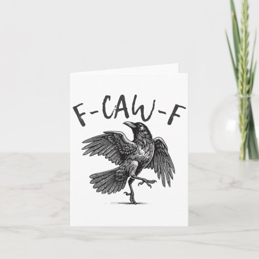 Black Crow, F-caw-f Grappige Zwarte Vogel Kaart (Voorkant)