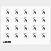 Black Crow, F-caw-f Grappige Zwarte Vogel Ronde Sticker (Vel)