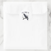 Black Crow, F-caw-f Grappige Zwarte Vogel Ronde Sticker (Tas)