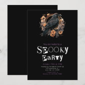 Black Crow Gold minimalistische Halloween Party Kaart (Voorkant / Achterkant)