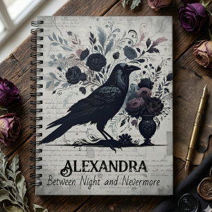 Black Crow Gotische Raaf Bloemig Donkere Academie Notitieboek