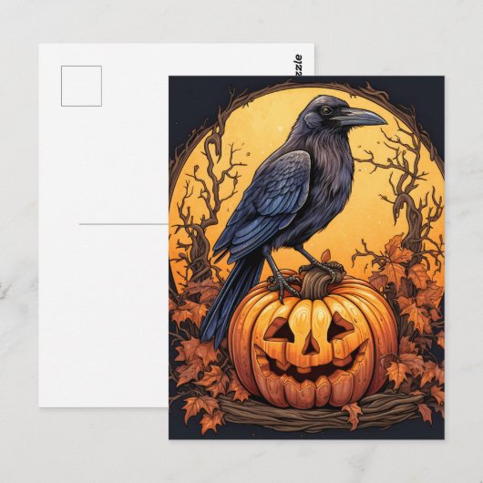 Black Crow Happy Halloween Briefkaart (Voorkant / Achterkant)