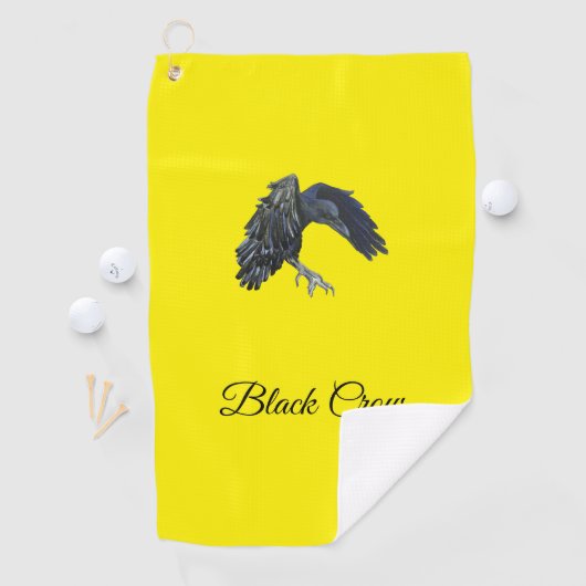 Black Crow Master of Time Gepersonaliseerd Geel Golfhanddoek (Insitu)