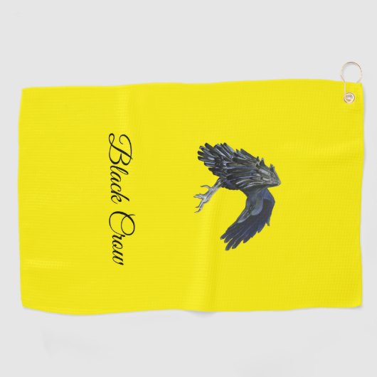 Black Crow Master of Time Gepersonaliseerd Geel Golfhanddoek (Horizontaal)