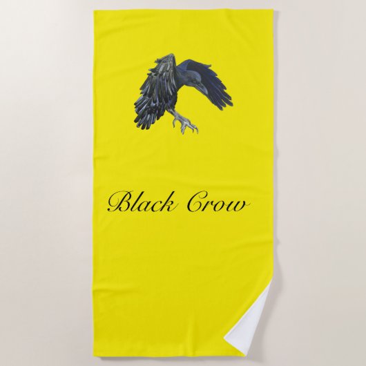 Black Crow Master of Time Gepersonaliseerd Geel Strandlaken (Voorkant)